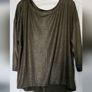 NWT - WHBM Elegant Olive Green Women's Tunic Top with Gold Shimmery Fabric